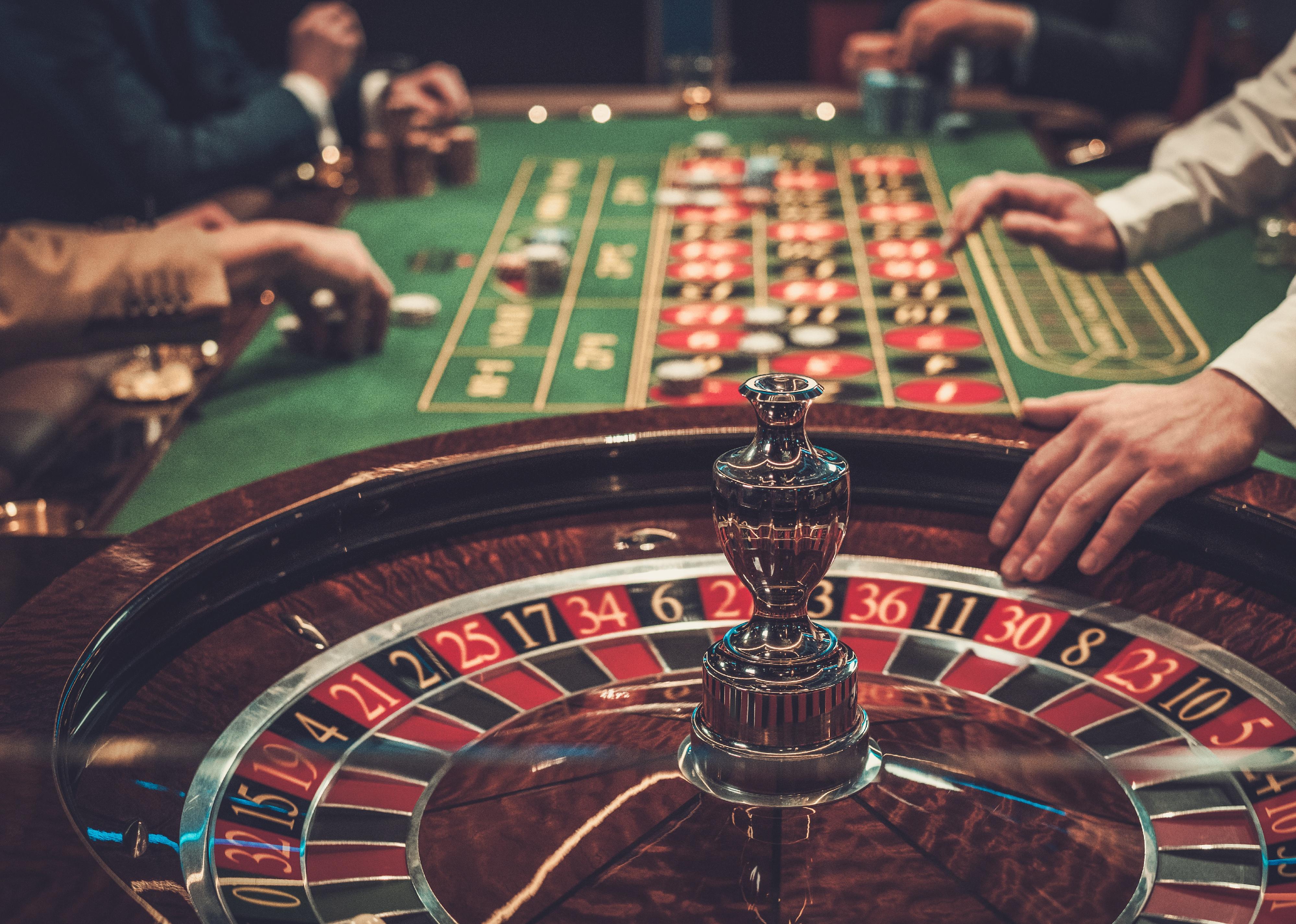 Gambling table in luxury casino.