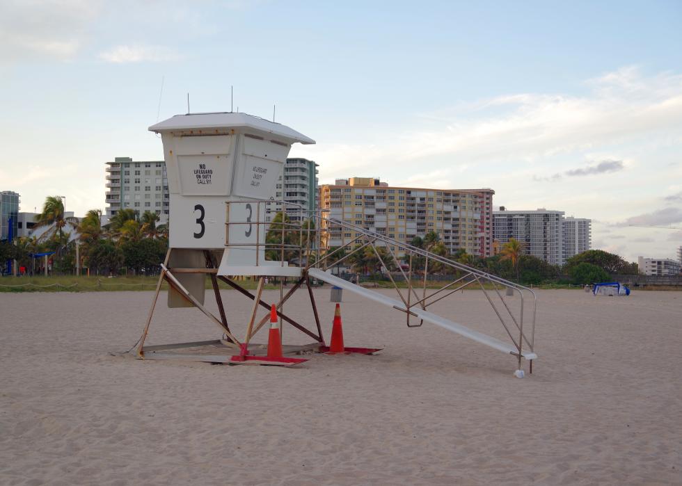 Lifeguard station on a beach.
