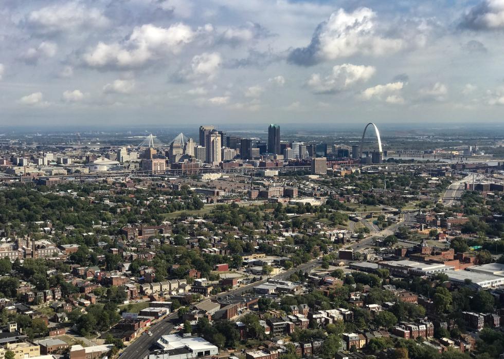 Aerial view of the city of St. Louis.