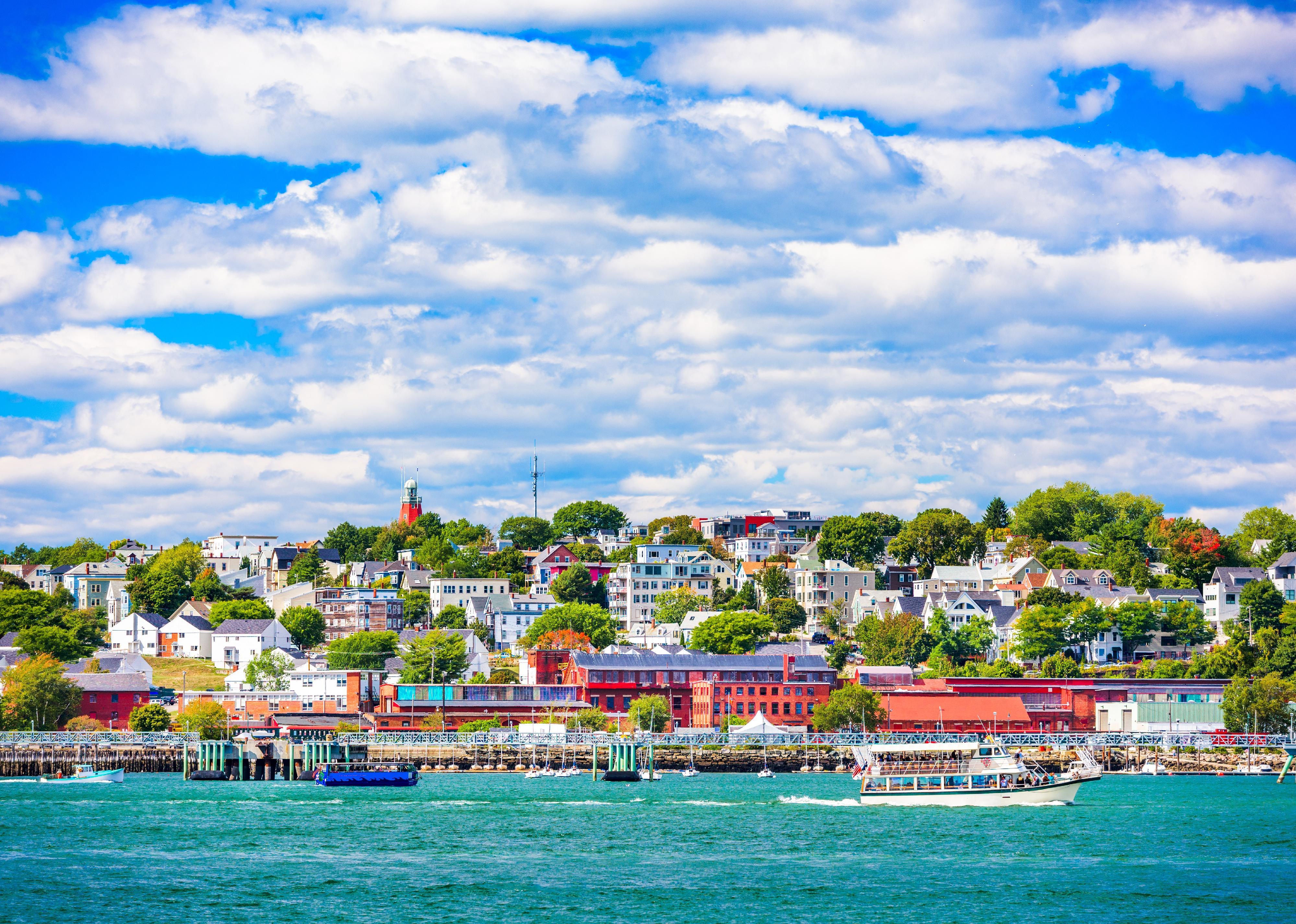 The colorful waterfront in Portland, Maine.