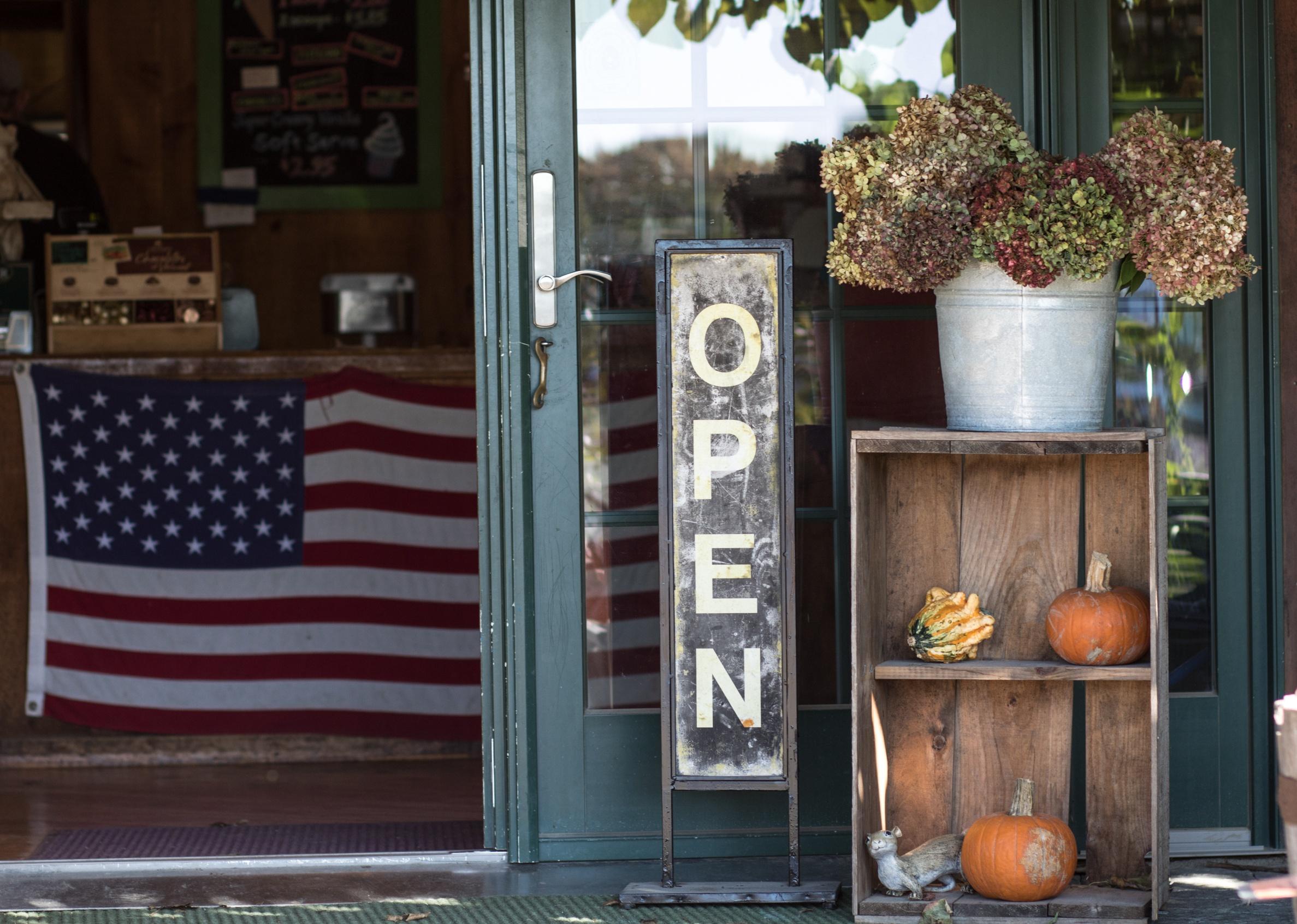 A small business with a welcoming open sign.