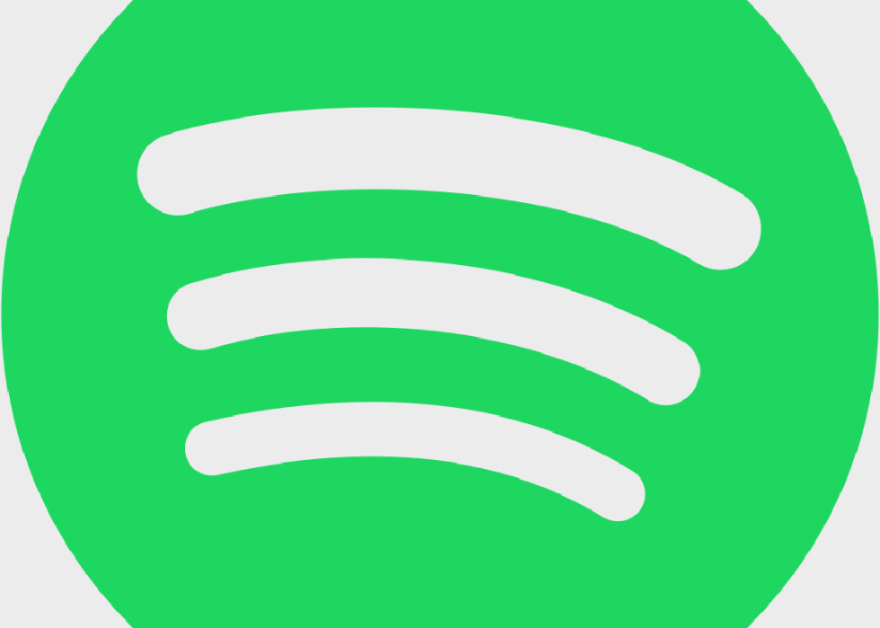 Close-up of Spotify's bright green logo.
