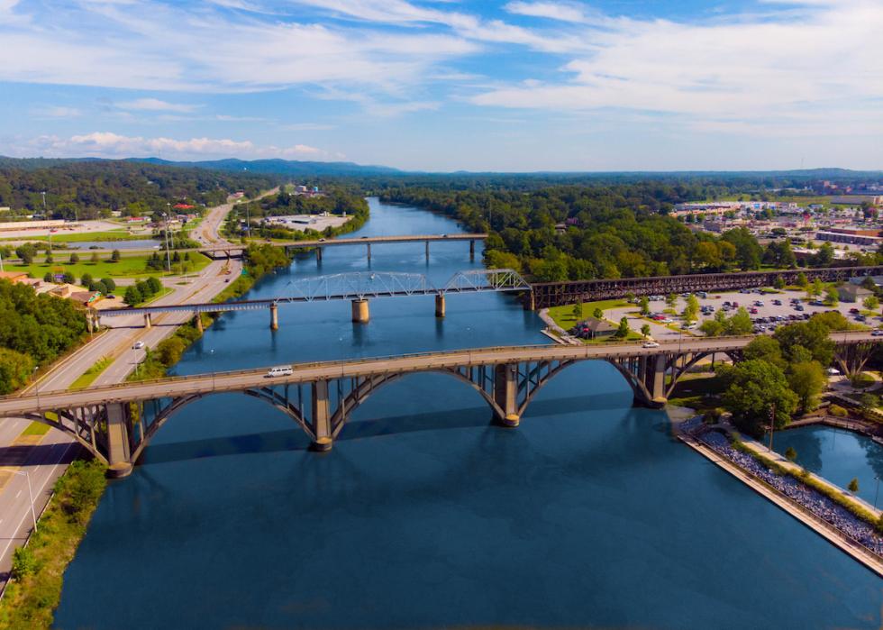 Bridges over Coosa River in Gadsden, Alabama.