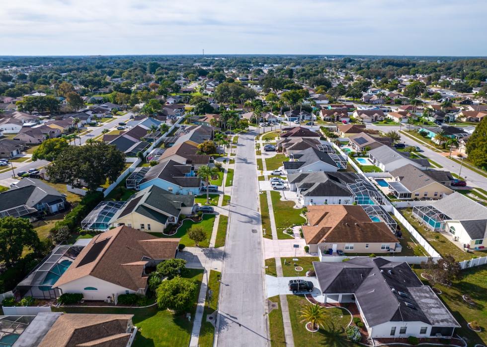 Aerial view of Tampa suburbs in Florida.