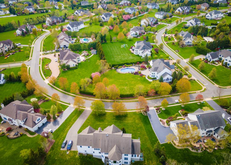 Aerial view of homes in New Jersey.