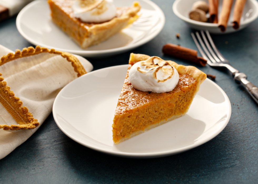 A slice of sweet potato pie.