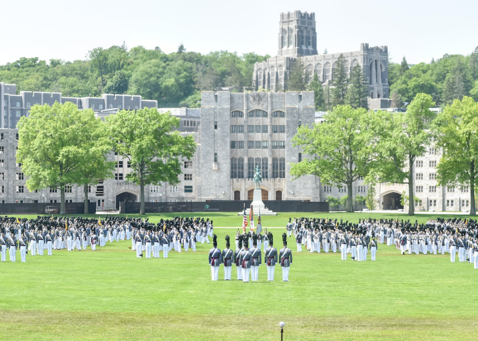 Cadets in formation at the West Point Military Academy