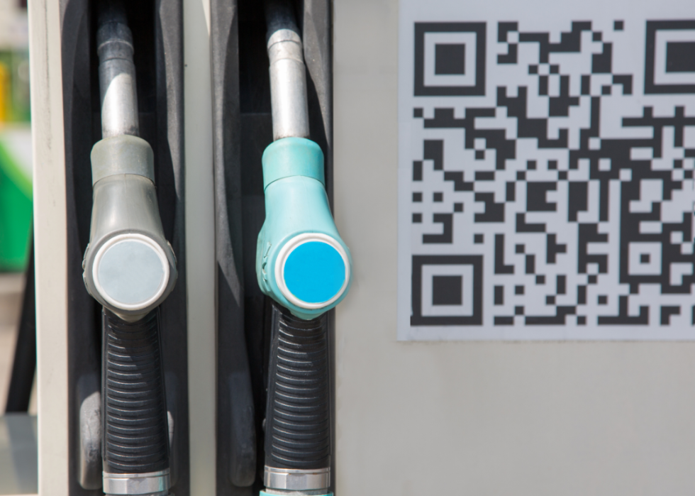 A QR Code on a fuel pump.