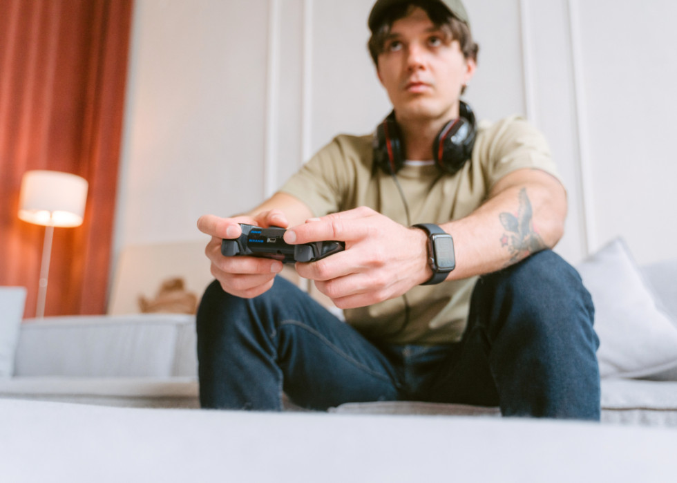 A man playing a video game.