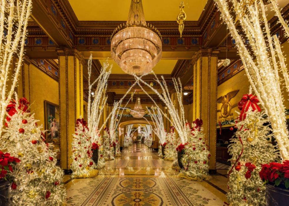 Christmas decor in a historic hotel.