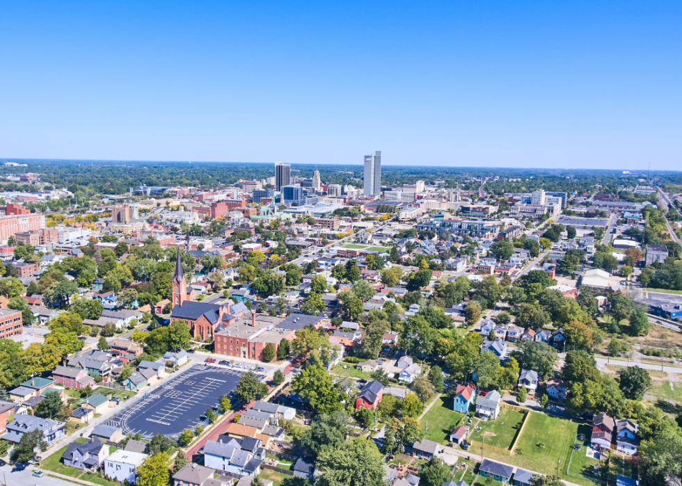 An aerial view of downtown Fort Wayne.