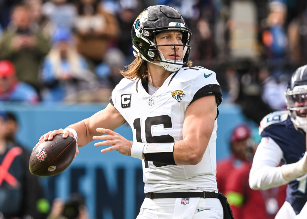 Trevor Lawrence making a pass.