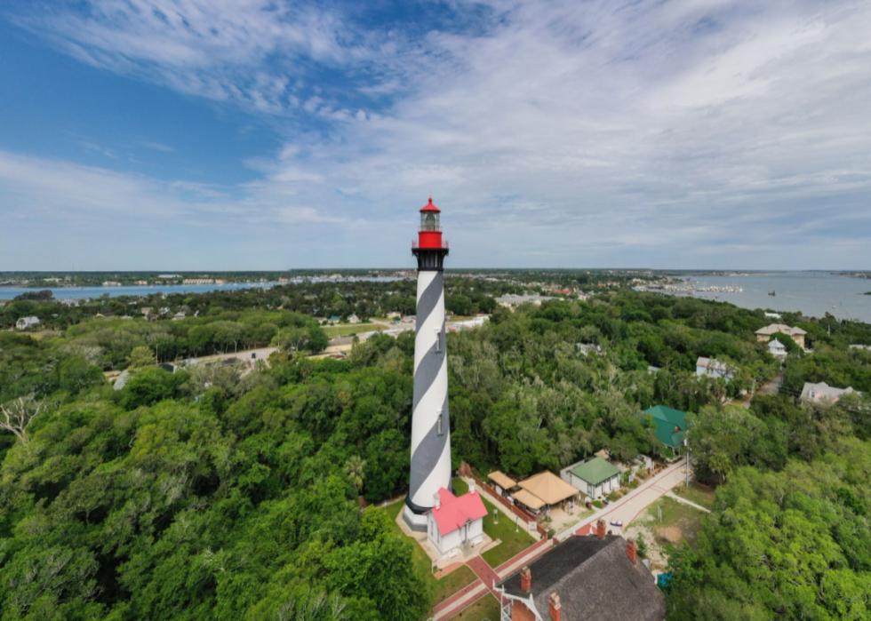 An aerial view of St. Augustine Lighthouse.