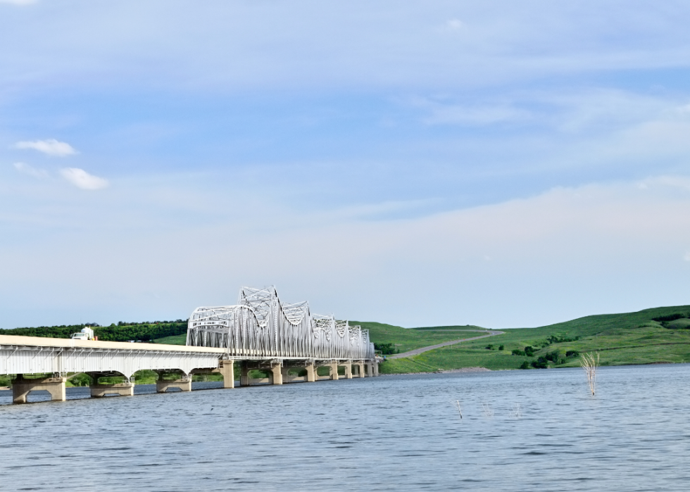 A bridge over Lake Oahe.