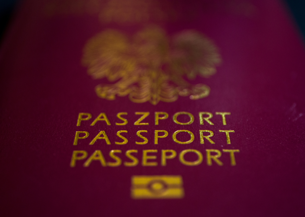The front cover of a Polish passport. 