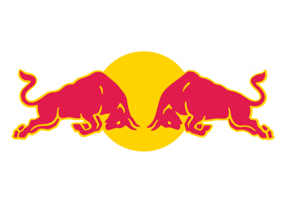 Red Bull logo illustration of two red bulls charging at one another.