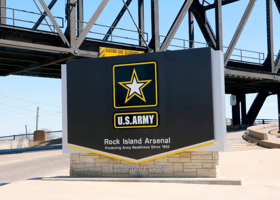 A sign for Rock Island Arsenal, the Davenport Gate.