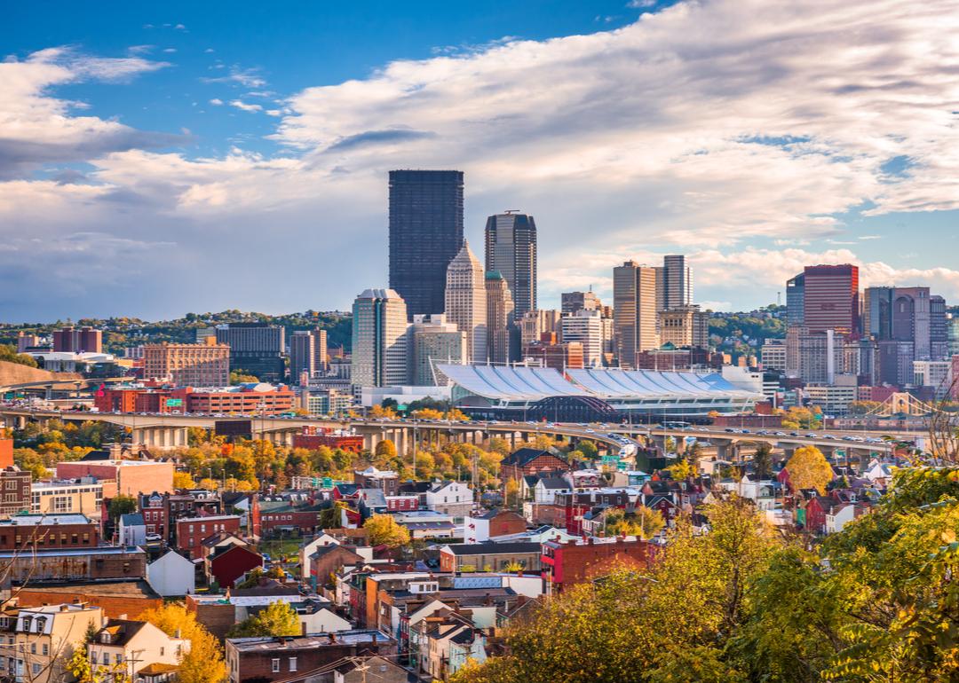 The Pittsburgh skyline as viewed from the hills.