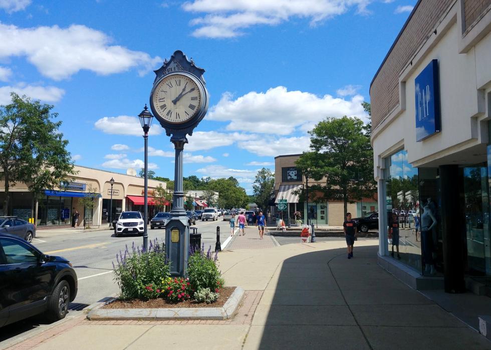 The historic street clock in Wellesley, Massachusetts