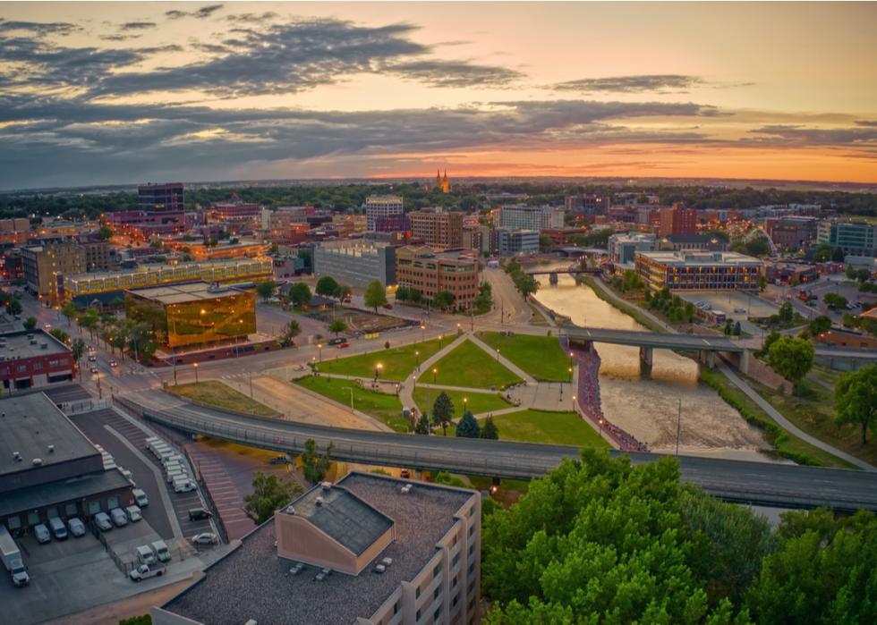 Sioux Falls, South Dakota at sunset