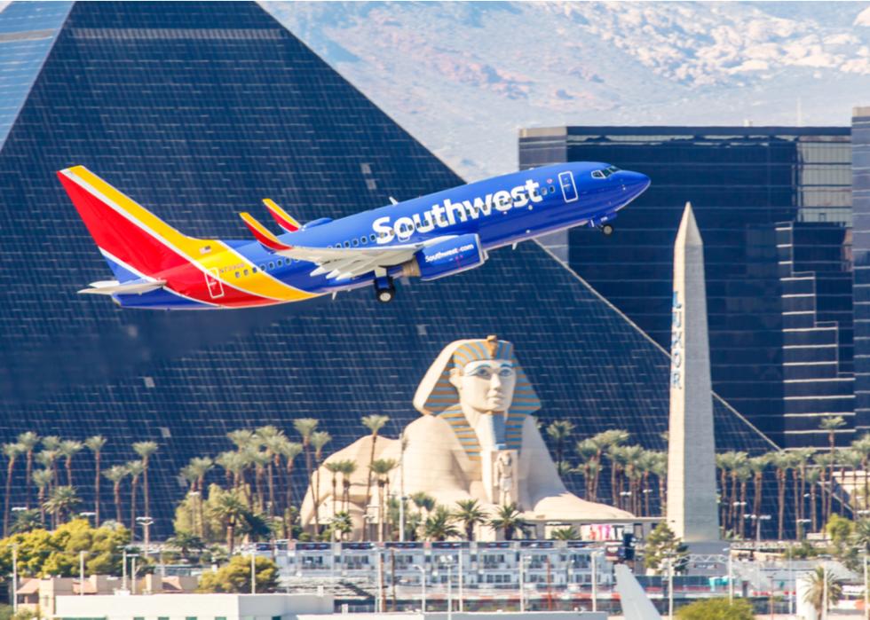 A Southwest Airlines flight taking off in Las Vegas