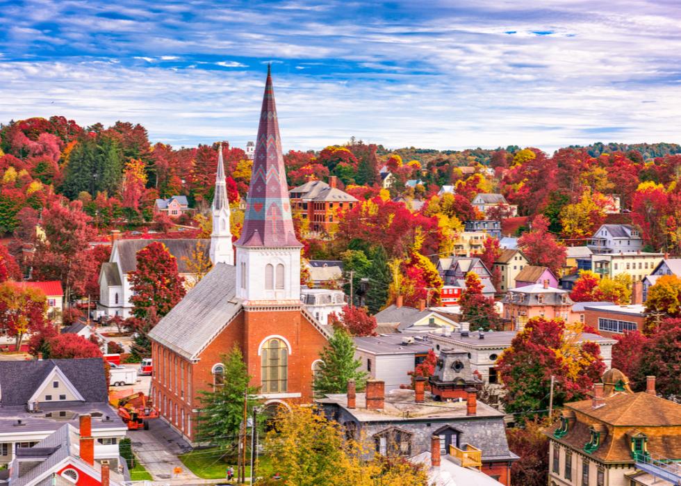 The skyline in Montpelier, Vermont, in autumn