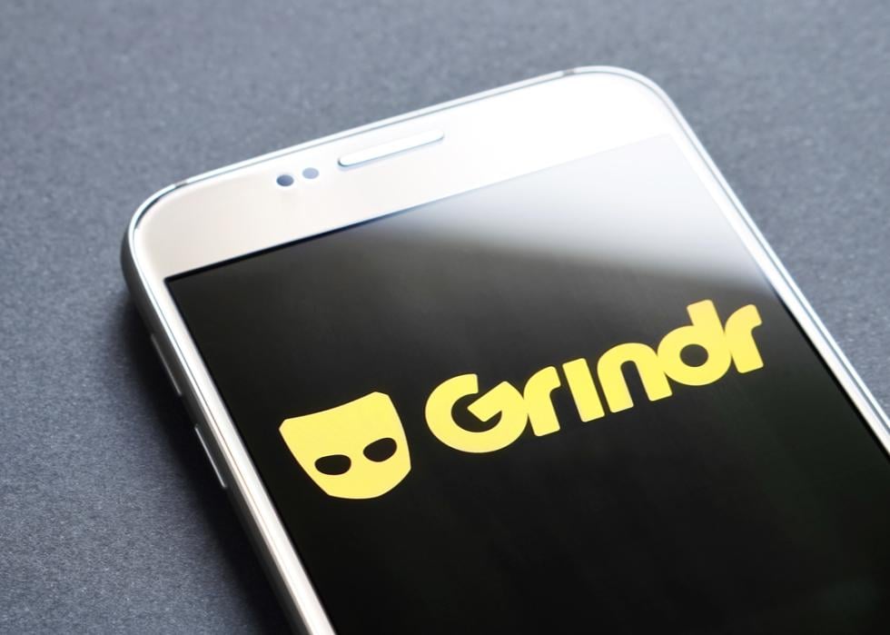 A smartphone open to Grindr