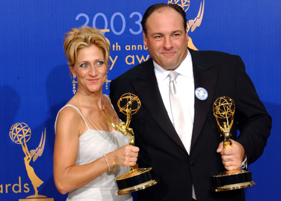 Edie Falco and James Gandolfini at the 55th Annual Primetime Emmy Awards. 