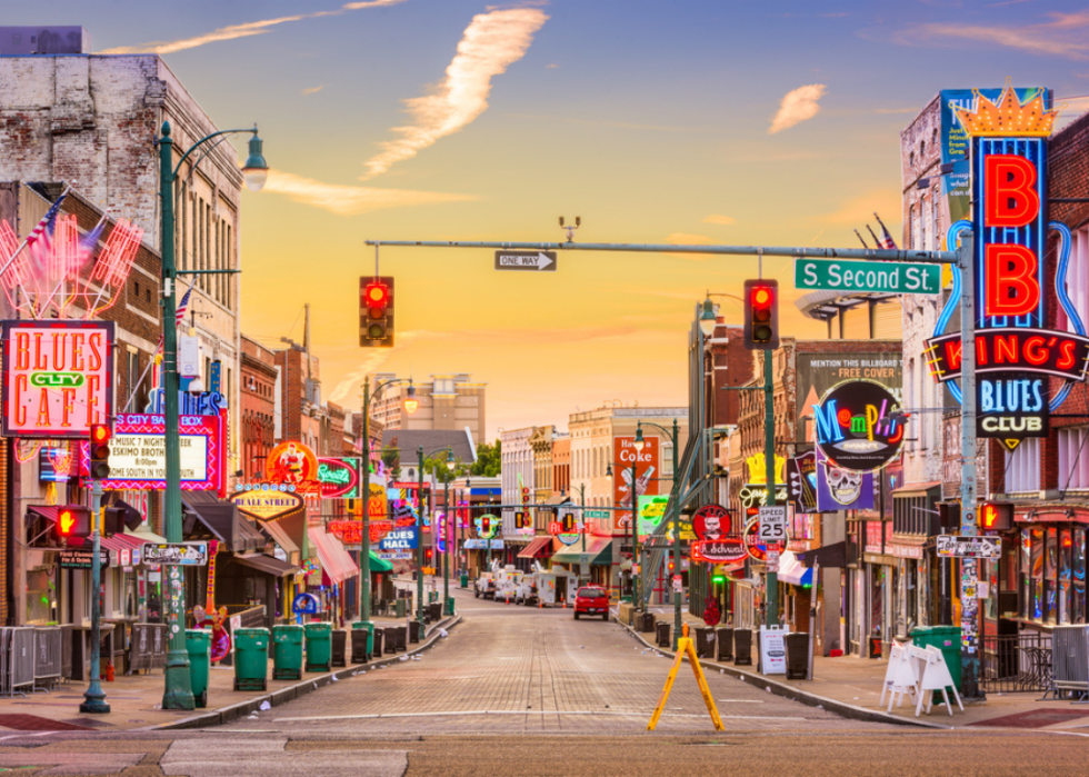 Beale Street in Downtown Memphis, Tennessee.