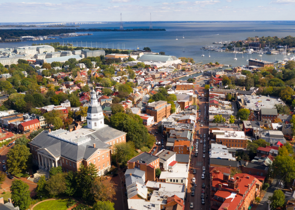 Buildings on the water in Annapolis, Maryland.